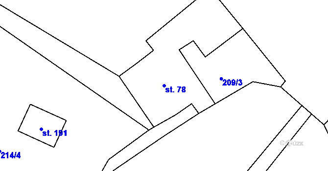 Parcela st. 78 v KÚ Ohrazenice u Jinec, Katastrální mapa