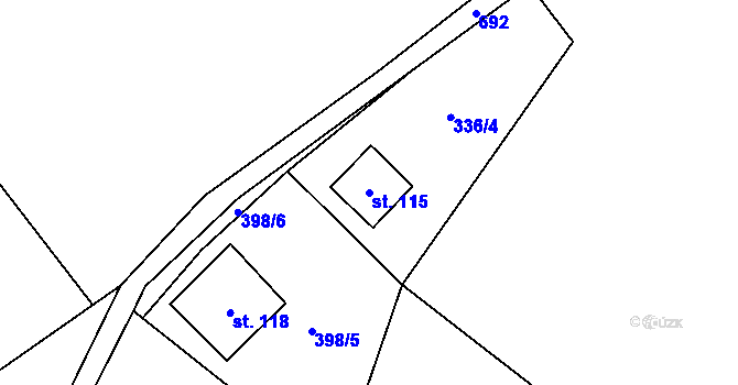 Parcela st. 115 v KÚ Ohrazenice u Jinec, Katastrální mapa