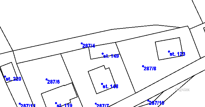 Parcela st. 149 v KÚ Ohrazenice u Jinec, Katastrální mapa