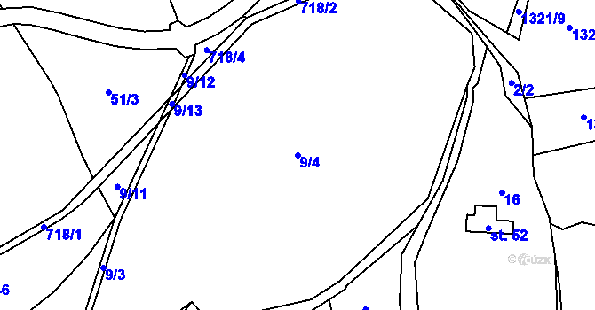 Parcela st. 9/4 v KÚ Ohrazenice u Jinec, Katastrální mapa