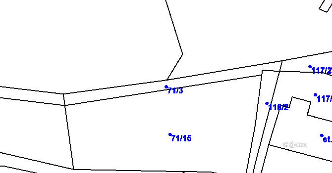 Parcela st. 71/3 v KÚ Ohrazenice u Jinec, Katastrální mapa
