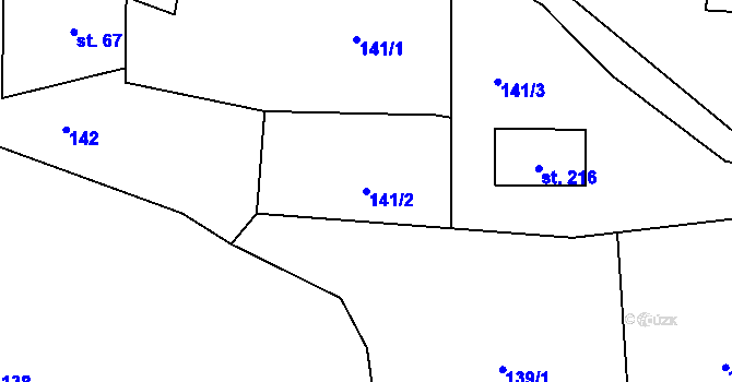Parcela st. 141/2 v KÚ Ohrazenice u Jinec, Katastrální mapa