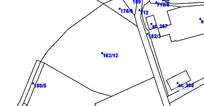 Parcela st. 182/12 v KÚ Ohrazenice u Jinec, Katastrální mapa