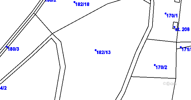 Parcela st. 182/13 v KÚ Ohrazenice u Jinec, Katastrální mapa