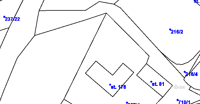 Parcela st. 227/1 v KÚ Ohrazenice u Jinec, Katastrální mapa