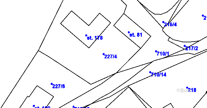 Parcela st. 227/4 v KÚ Ohrazenice u Jinec, Katastrální mapa