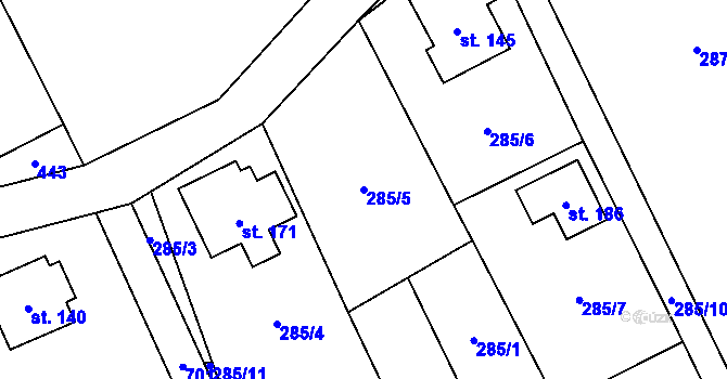 Parcela st. 285/5 v KÚ Ohrazenice u Jinec, Katastrální mapa