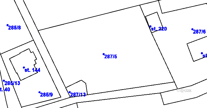 Parcela st. 287/5 v KÚ Ohrazenice u Jinec, Katastrální mapa