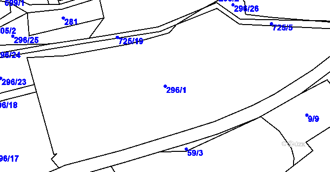 Parcela st. 296/1 v KÚ Ohrazenice u Jinec, Katastrální mapa