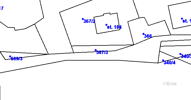 Parcela st. 367/3 v KÚ Ohrazenice u Jinec, Katastrální mapa
