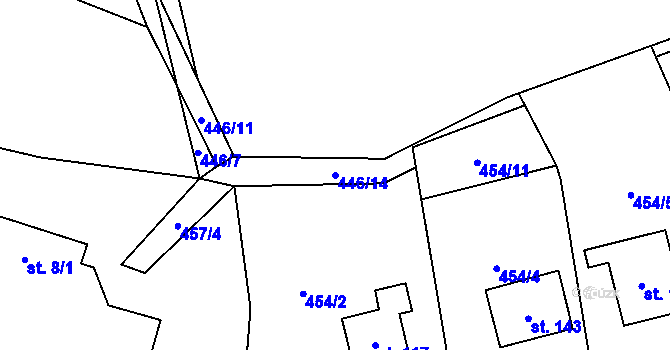 Parcela st. 446/14 v KÚ Ohrazenice u Jinec, Katastrální mapa