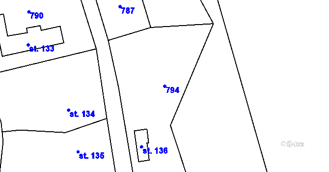 Parcela st. 794 v KÚ Ohrazenice u Jinec, Katastrální mapa