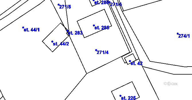 Parcela st. 271/4 v KÚ Ohrazenice u Jinec, Katastrální mapa