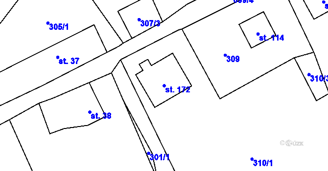 Parcela st. 172 v KÚ Ohrazenice u Jinec, Katastrální mapa