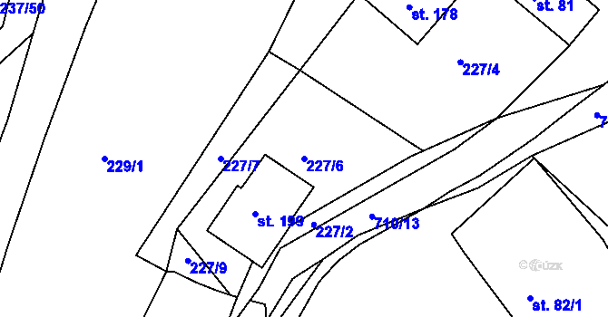 Parcela st. 227/6 v KÚ Ohrazenice u Jinec, Katastrální mapa