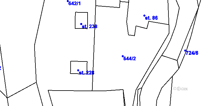 Parcela st. 642/8 v KÚ Ohrazenice u Jinec, Katastrální mapa