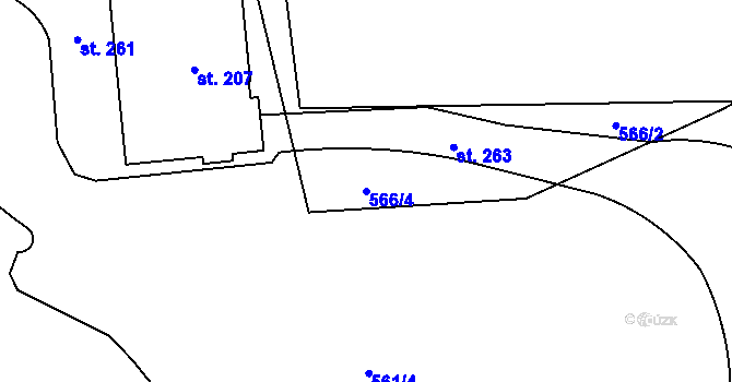 Parcela st. 566/4 v KÚ Ohrazenice u Jinec, Katastrální mapa