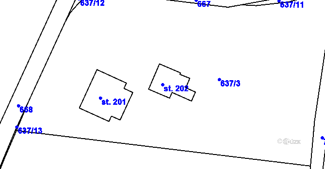 Parcela st. 202 v KÚ Ohrazenice u Jinec, Katastrální mapa