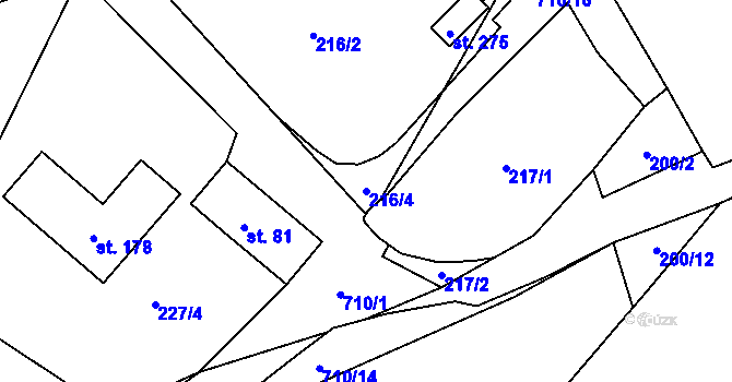 Parcela st. 216/4 v KÚ Ohrazenice u Jinec, Katastrální mapa