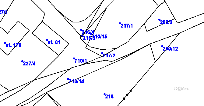 Parcela st. 217/2 v KÚ Ohrazenice u Jinec, Katastrální mapa