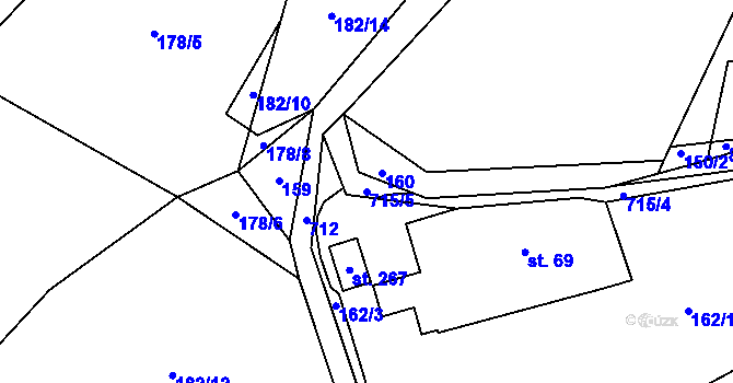 Parcela st. 715/5 v KÚ Ohrazenice u Jinec, Katastrální mapa