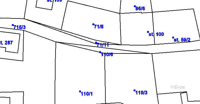 Parcela st. 110/6 v KÚ Ohrazenice u Jinec, Katastrální mapa