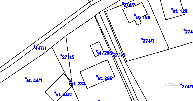 Parcela st. 286 v KÚ Ohrazenice u Jinec, Katastrální mapa
