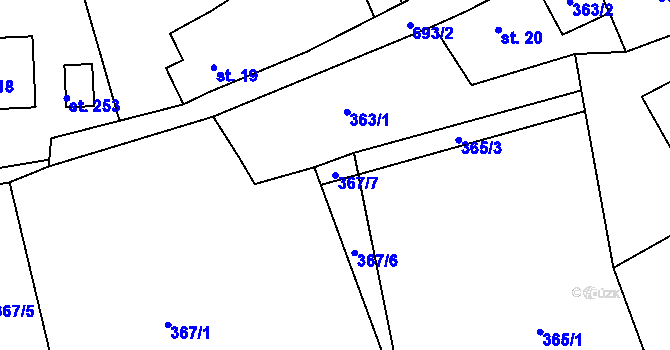 Parcela st. 367/7 v KÚ Ohrazenice u Jinec, Katastrální mapa