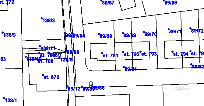 Parcela st. 791 v KÚ Ohrazenice, Katastrální mapa