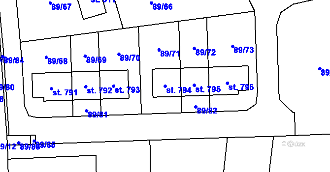 Parcela st. 794 v KÚ Ohrazenice, Katastrální mapa