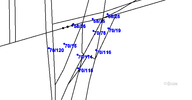 Parcela st. 70/116 v KÚ Ohrazenice, Katastrální mapa