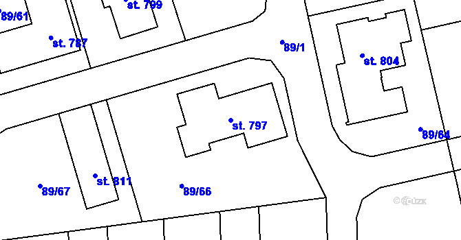 Parcela st. 797 v KÚ Ohrazenice, Katastrální mapa
