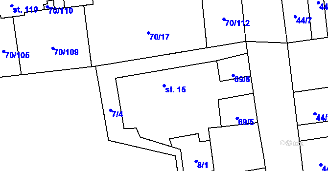 Parcela st. 15 v KÚ Ohrazenice, Katastrální mapa