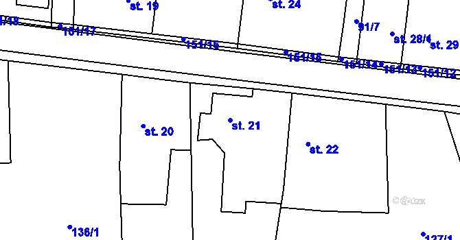 Parcela st. 21 v KÚ Ohrazenice, Katastrální mapa