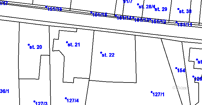 Parcela st. 22 v KÚ Ohrazenice, Katastrální mapa