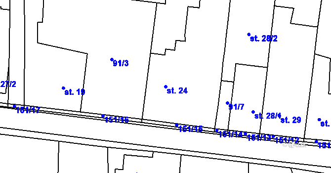 Parcela st. 24 v KÚ Ohrazenice, Katastrální mapa