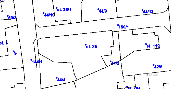 Parcela st. 25 v KÚ Ohrazenice, Katastrální mapa