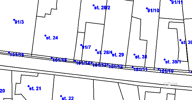 Parcela st. 28/1 v KÚ Ohrazenice, Katastrální mapa