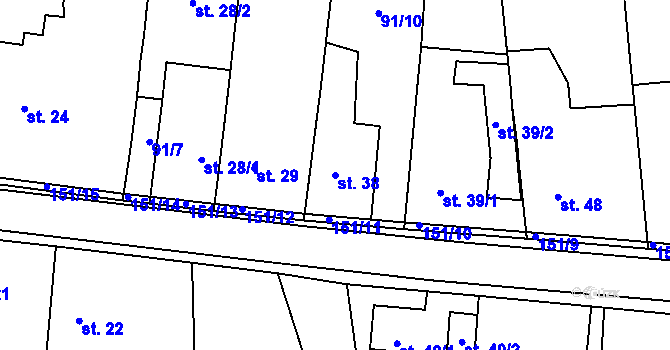 Parcela st. 38 v KÚ Ohrazenice, Katastrální mapa