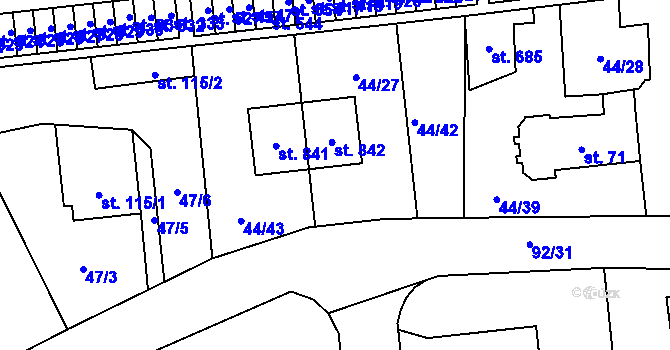 Parcela st. 70 v KÚ Ohrazenice, Katastrální mapa