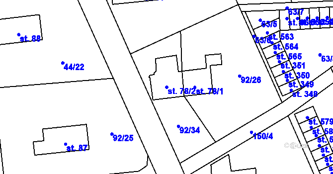 Parcela st. 78/2 v KÚ Ohrazenice, Katastrální mapa