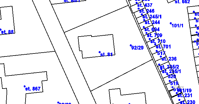 Parcela st. 81 v KÚ Ohrazenice, Katastrální mapa
