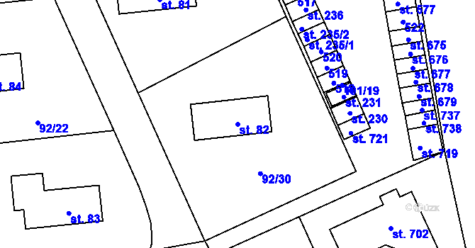 Parcela st. 82 v KÚ Ohrazenice, Katastrální mapa