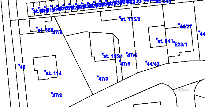Parcela st. 115/1 v KÚ Ohrazenice, Katastrální mapa