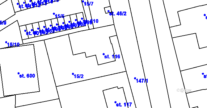Parcela st. 116 v KÚ Ohrazenice, Katastrální mapa
