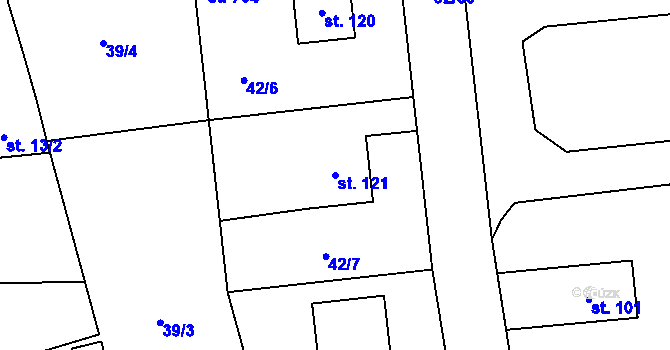 Parcela st. 121 v KÚ Ohrazenice, Katastrální mapa