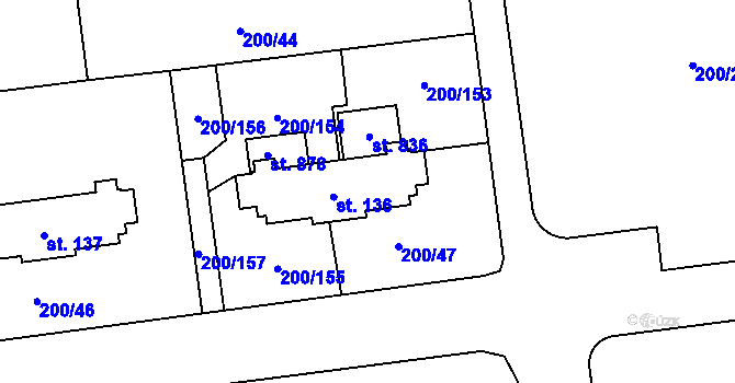 Parcela st. 135 v KÚ Ohrazenice, Katastrální mapa