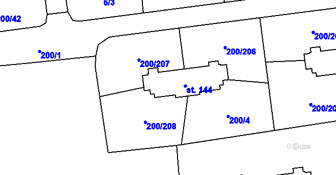 Parcela st. 144 v KÚ Ohrazenice, Katastrální mapa