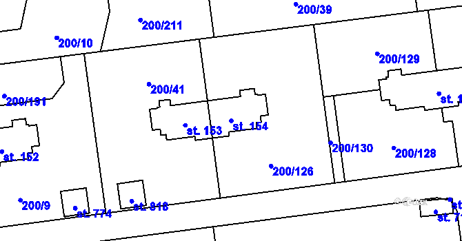 Parcela st. 154 v KÚ Ohrazenice, Katastrální mapa