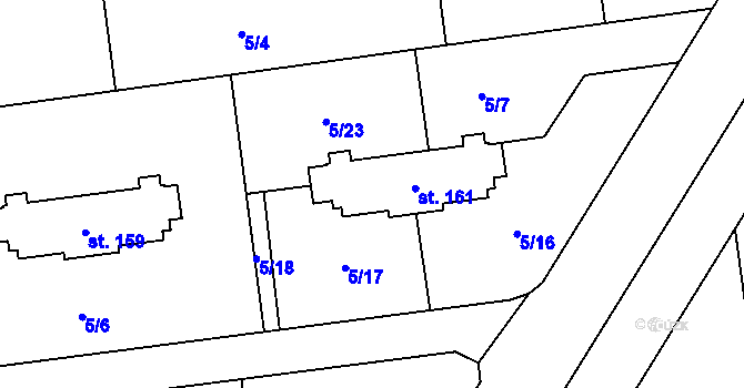 Parcela st. 161 v KÚ Ohrazenice, Katastrální mapa